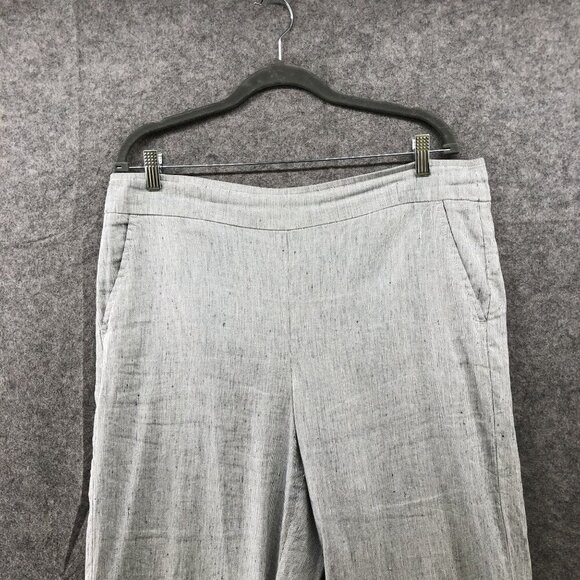 Chico's Linen Blend Pull On Pants Womens Size 14R 2.5R Blue Wide Leg Coastal - Picture 3 of 9